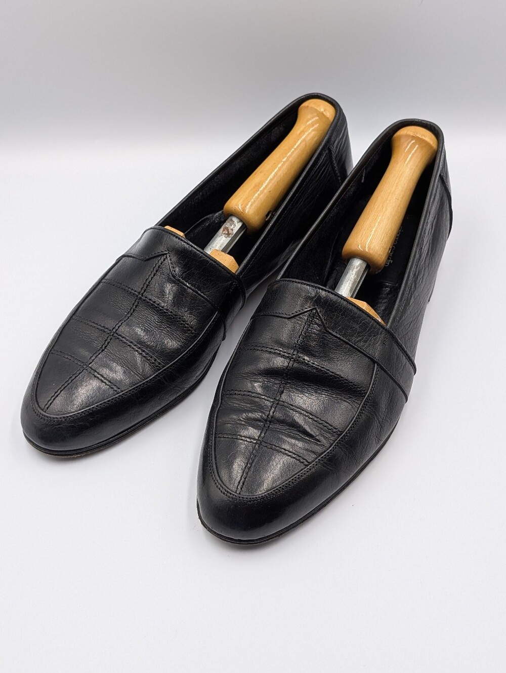 Vintage 1990s Pierre Cardin Black Leather Loafers Made In Italy Men's US 11